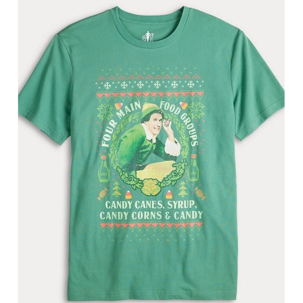 ELF WILL FERRELL CHRISTMAS Four Food Groups T-Shirt MENS 2XL Holiday Movie New - Picture 3 of 3
